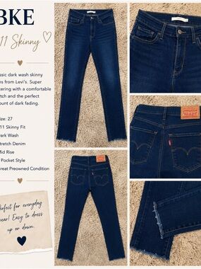 Levi's Dark Wash Skinny Jeans - Deep Blue